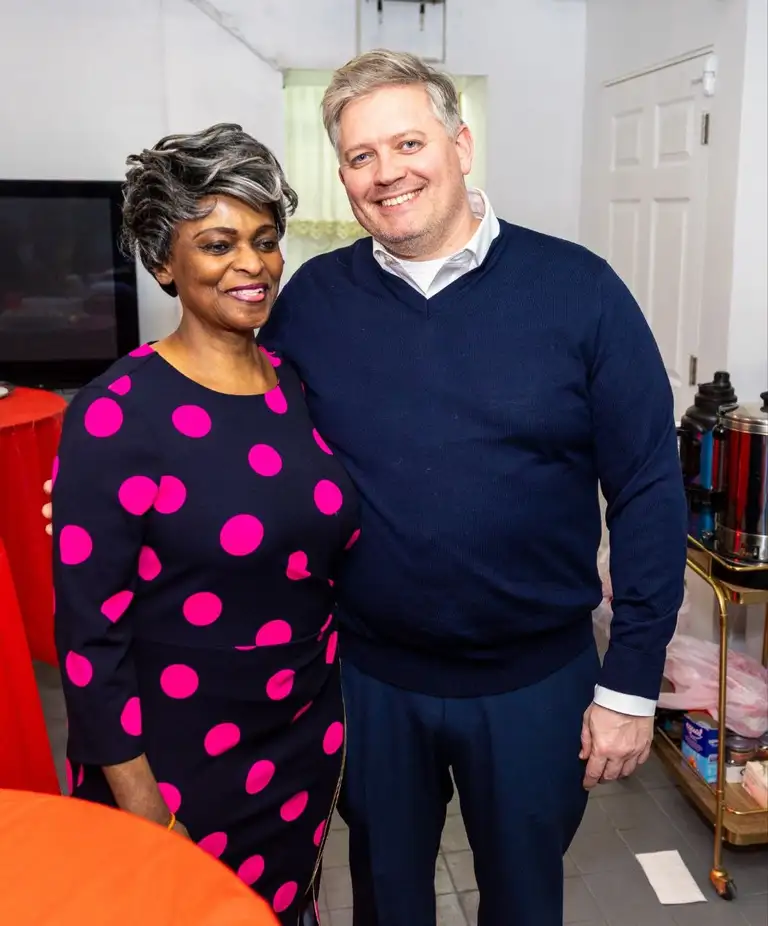 Two guests at a Brooklyn GOP community gathering